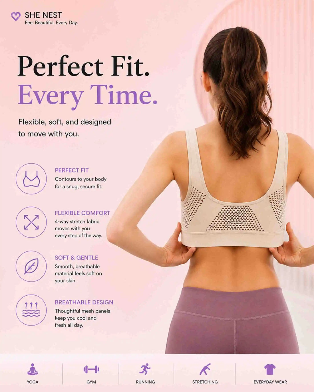 Seamless Breathable Sports Bra for Women | Wireless Comfort Yoga Bra