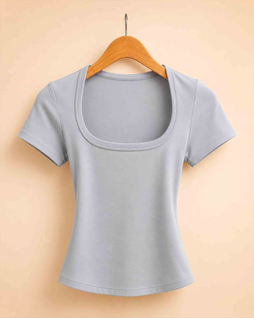 Women's Square Neck Basic Slim Fit T-Shirt
