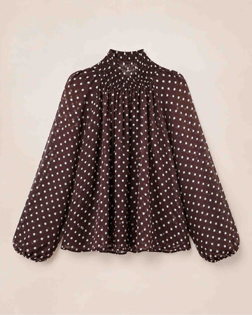 Women’s Polka Dot Sheer Tie-Neck Blouse