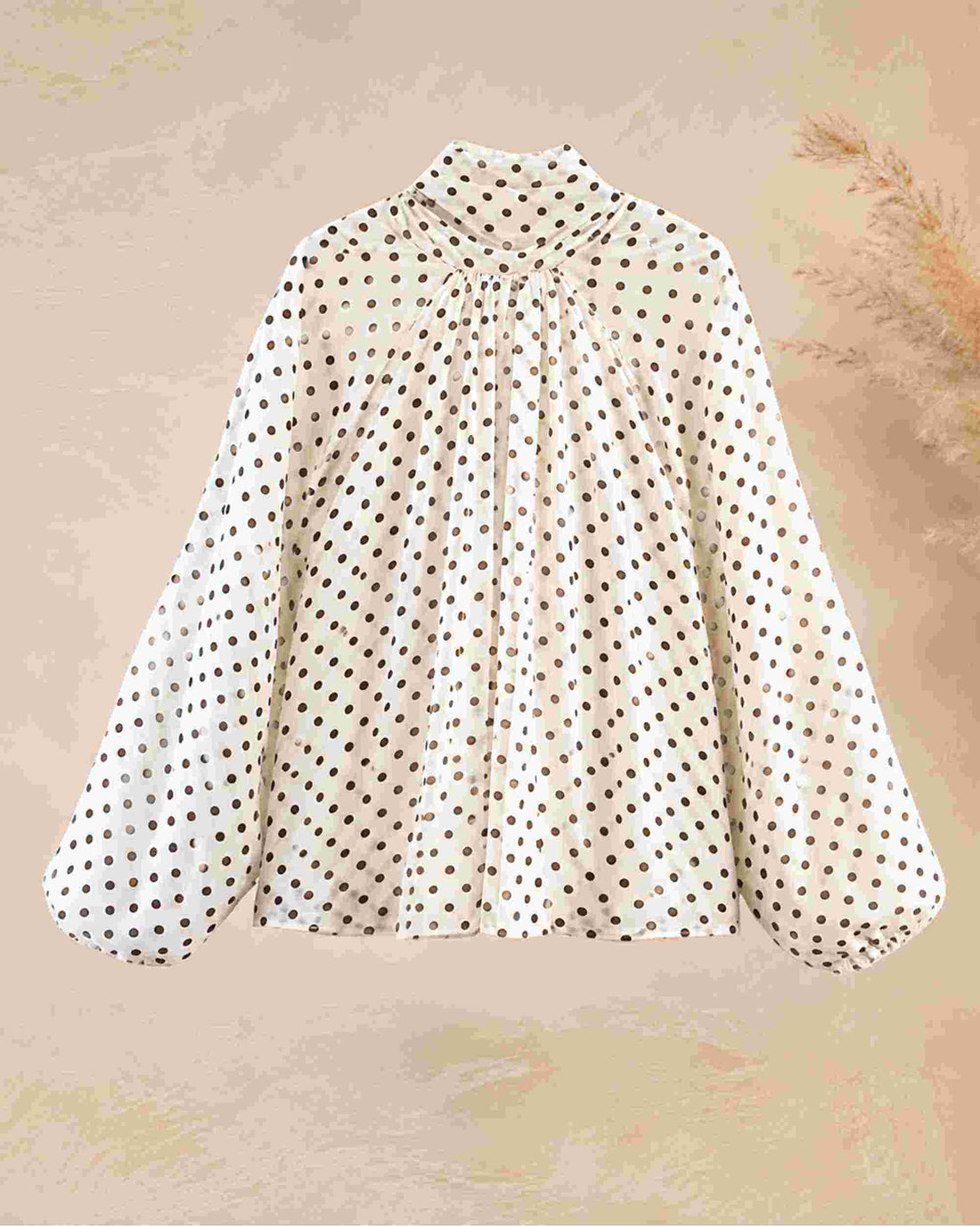 Women’s Polka Dot Sheer Tie-Neck Blouse
