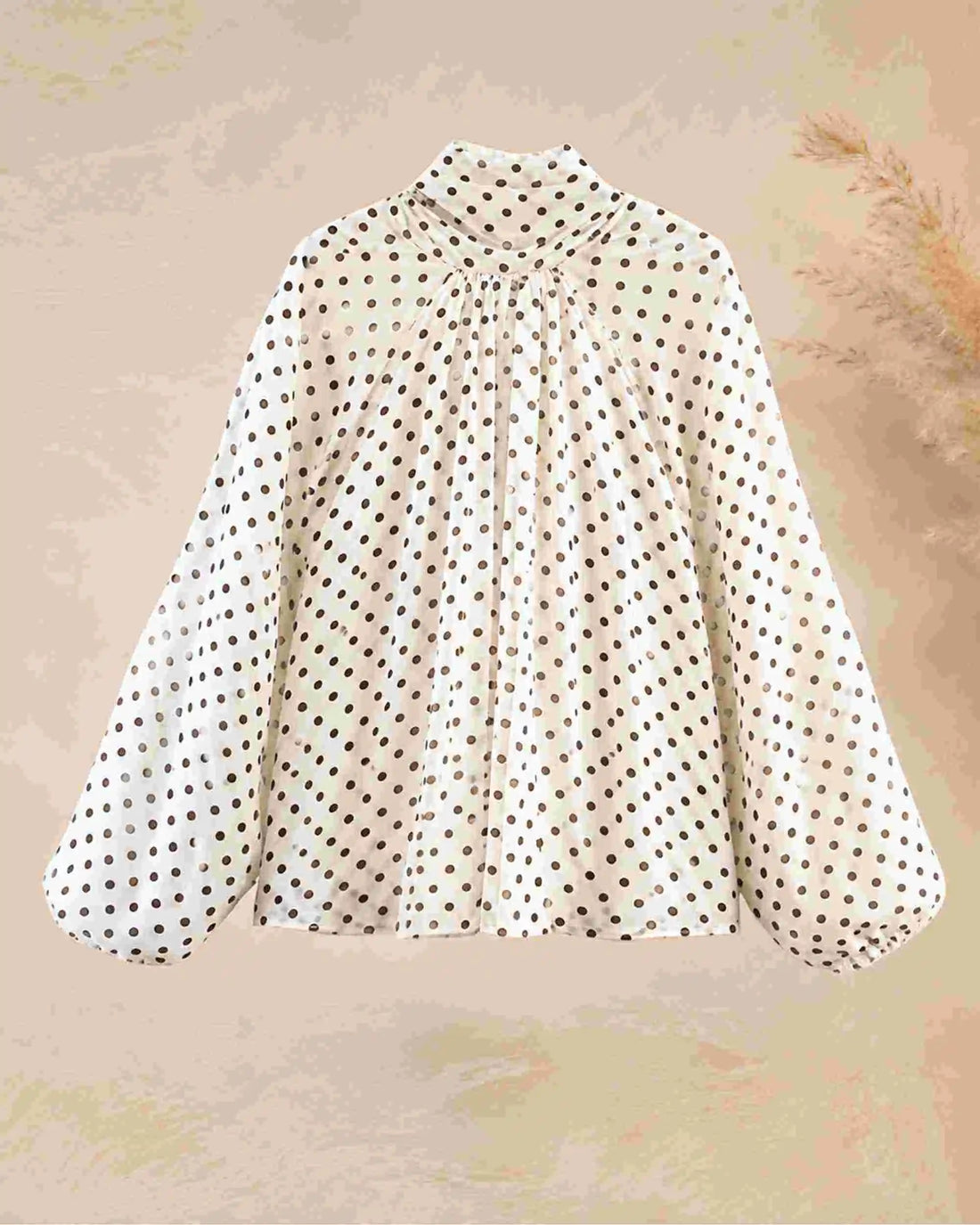 Women’s Polka Dot Sheer Tie-Neck Blouse