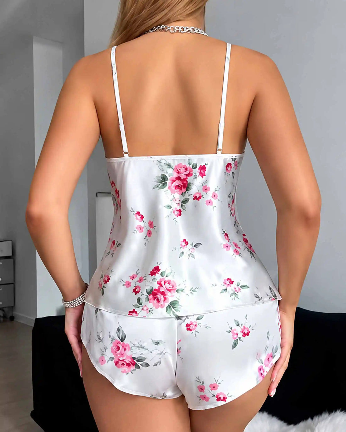 Women's Floral Satin Sleepwear Set