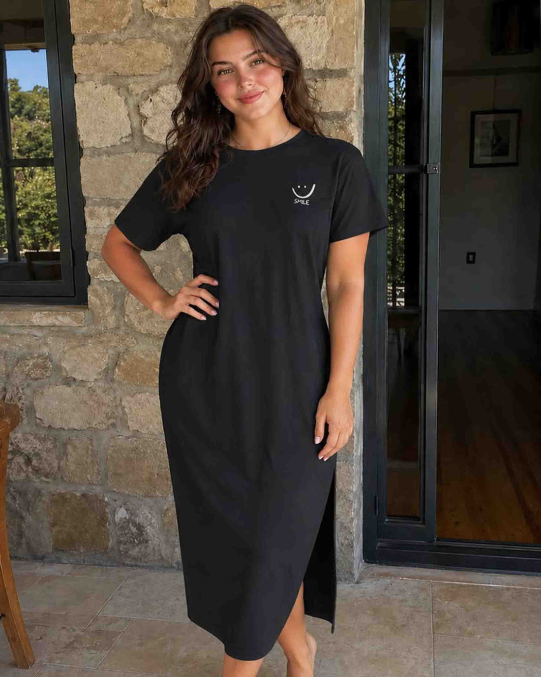 Women's Oversized Smile T-Shirt Dress