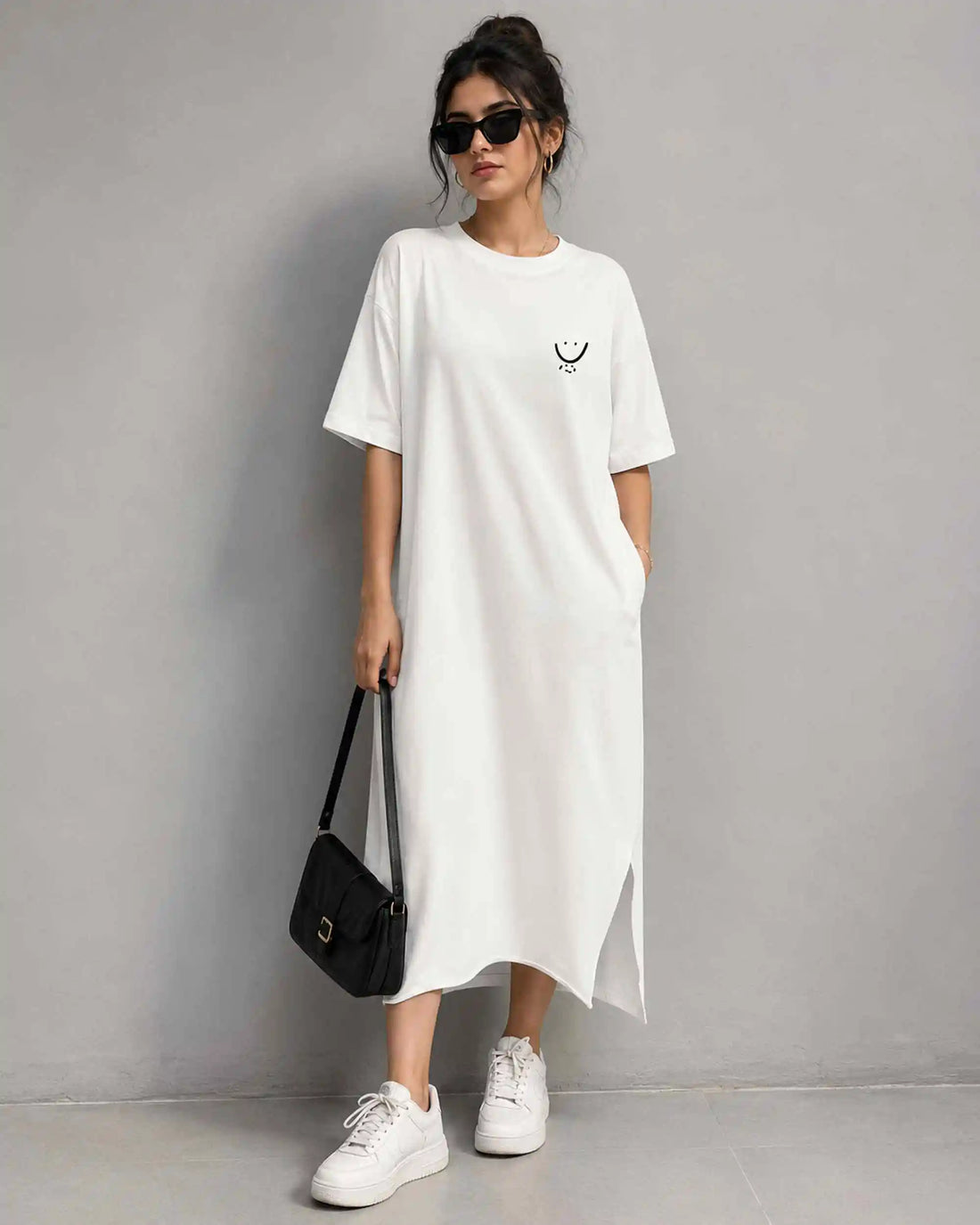 Women's Oversized Smile T-Shirt Dress