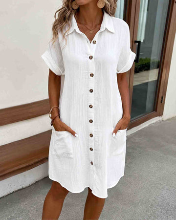 Women’s Casual Button-Up Mini Shirt Dress